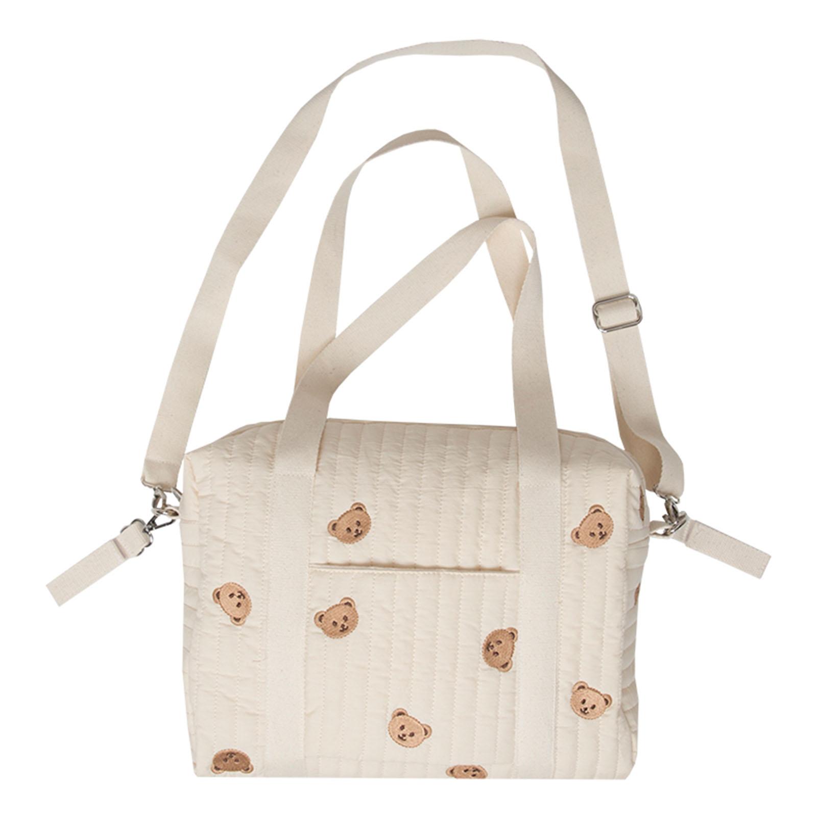 

Сумка для бутылочек с вышивкой на коляску Мягкая хлопковая сумка-ведро с рисунком медведей и кроликов Оливковый бежевый ланч-бокс Сумка-тоут для бутылочек 1