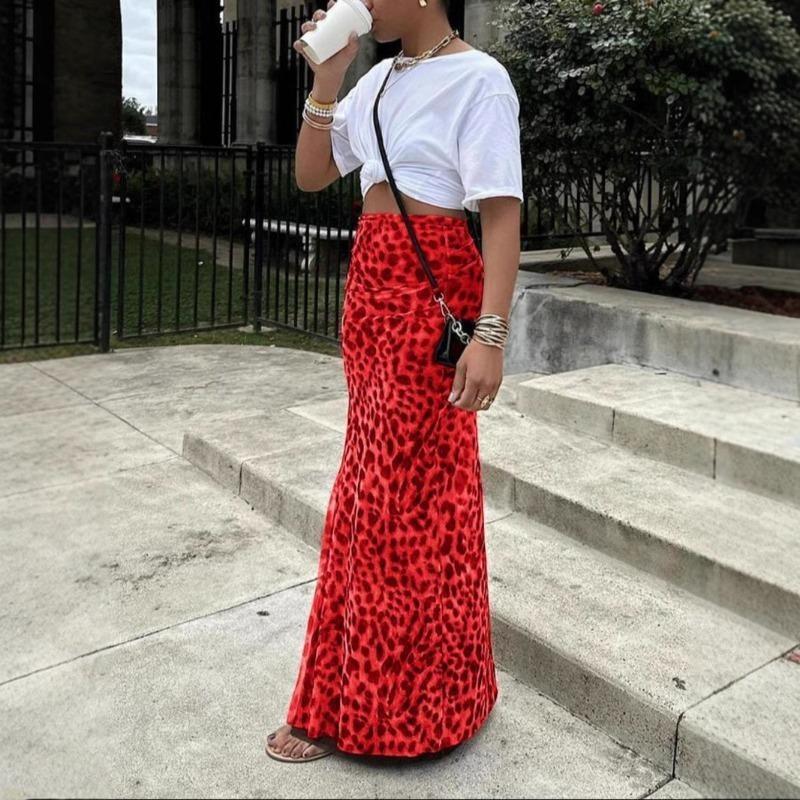 Classic Women's Leopard Print Style Fishtail Skirt Long Casual Daily Best-selling Spring and Summer Version Dress Fit