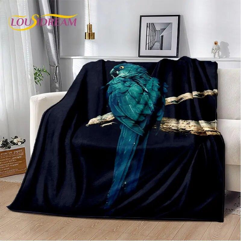 Macaws Colorful Birds Parrot Soft Plush Blanket,Flannel Blanket Throw Blanket for Living Room Bedroom Bed Sofa Picnic Cover Kids