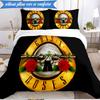 3PCS Gun Music Band Bedding Set Duvet Cover Closure Includes 1 Duvet Cover & 2 Pillowcases for All Seasons Bedroom Decor Christmas Fan Gifts