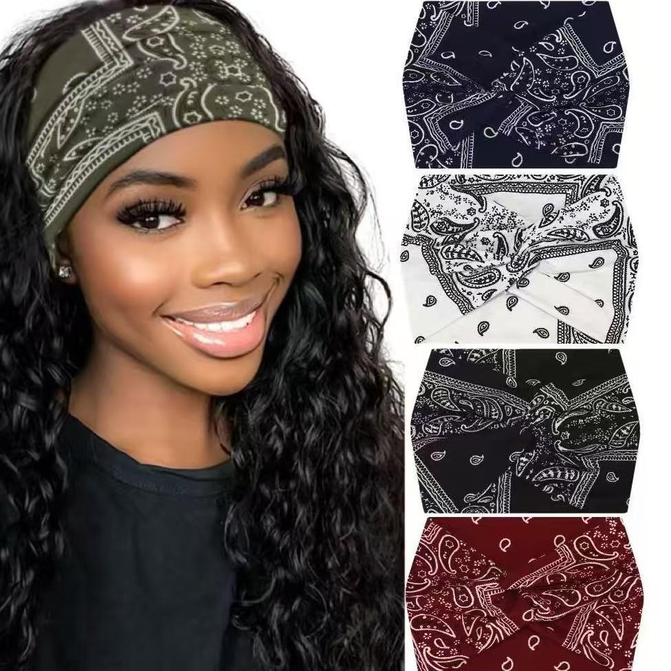 African Extra Wide Elastic Wrap Headband for Yoga and Sports