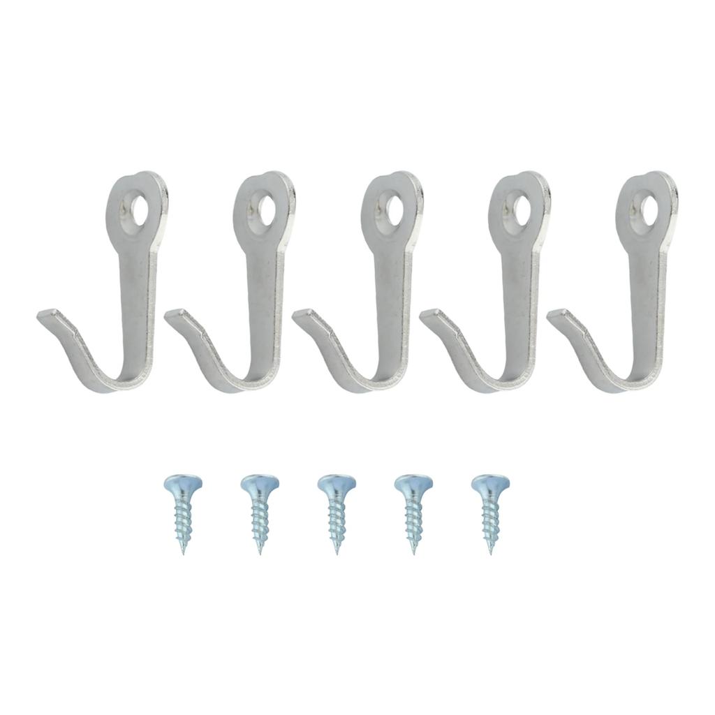 5pcs/set Hooks 40mm Mini Alloy Hangers w/screws Black/White/Silver Wall Mounted Hanging Keys Coat Bag Hat Mask Bathroom Kitchen