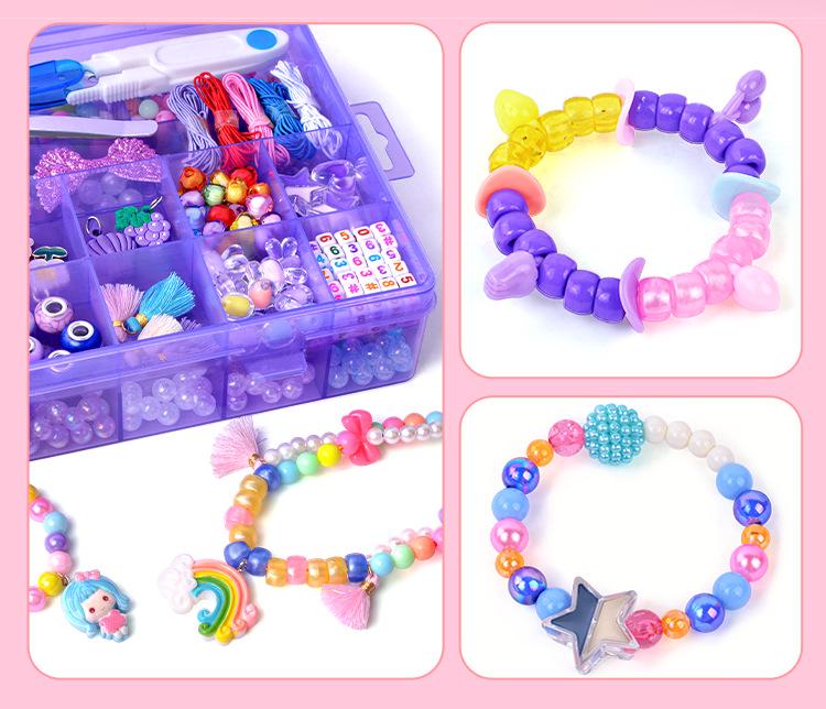 Children's DIY Beaded Bracelet Kit - Handmade Jewelry Set with Stringing Beads & Accessories