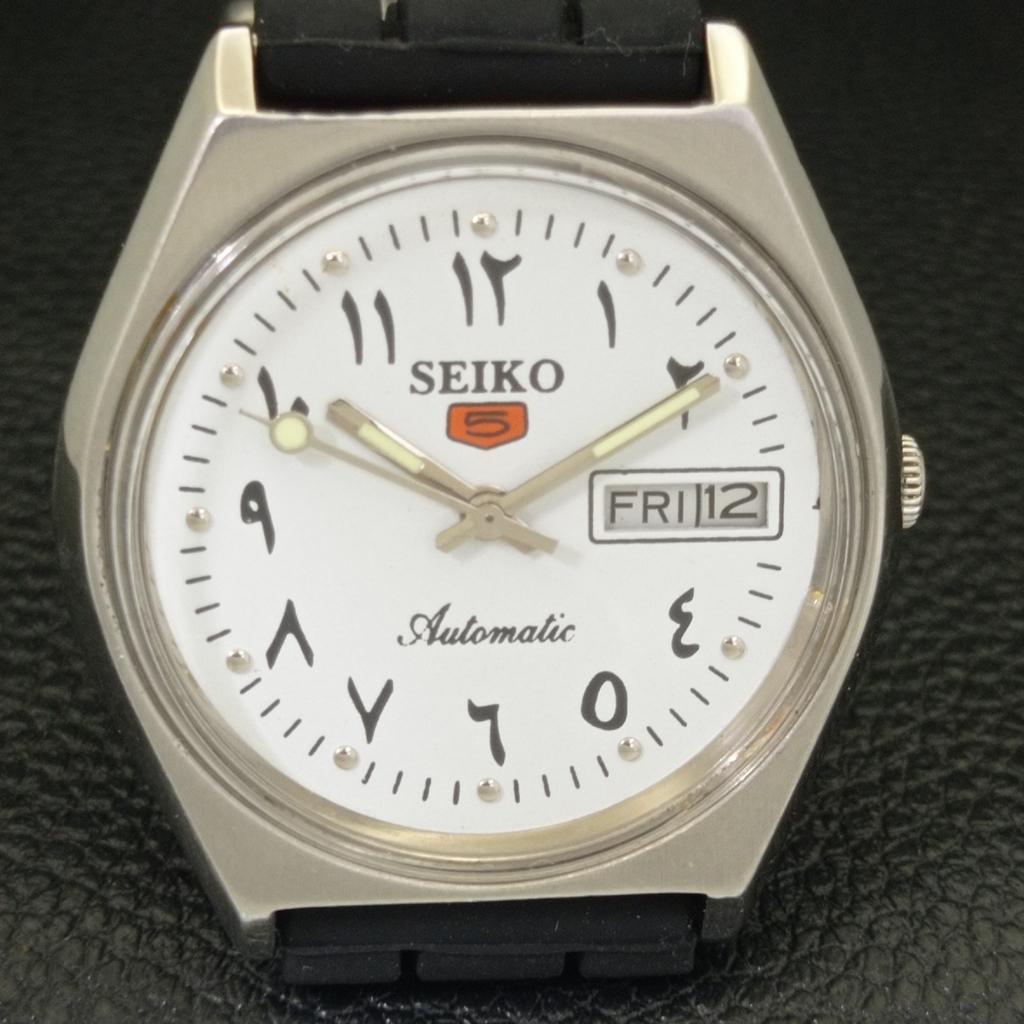 SEIKO 5 AUTOMATIC 6309A VINTAGE JAPAN MENS ARABIC WHITE DIAL WATCH a701414-5 R206b-a701414