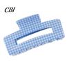 Hair Claw Clip Back Head Claw, Hollow Square Large Clip, Plaid Print Anti-Slip Teeth Accessory for Daily Wear High Hardness