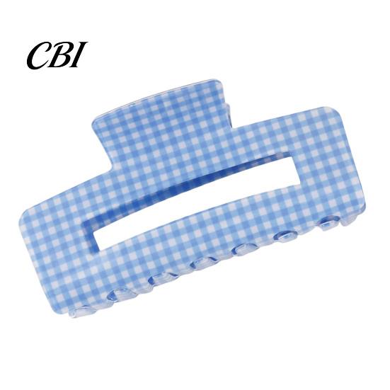 Hair Claw Clip Back Head Claw, Hollow Square Large Clip, Plaid Print Anti-Slip Teeth Accessory for Daily Wear High Hardness