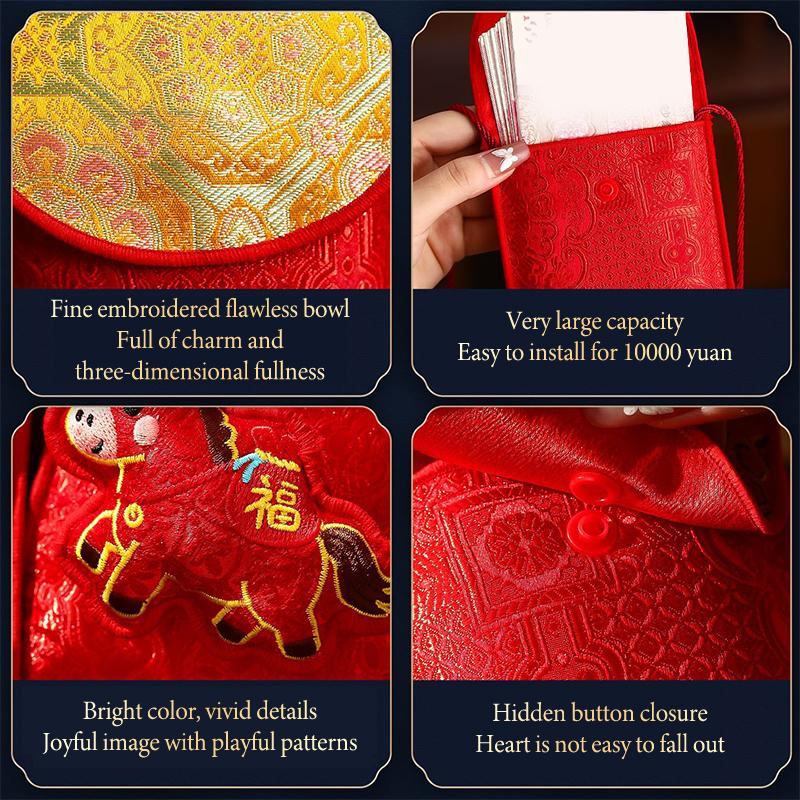 2026 Red Envelopes Chinese  Year Decorations Party Favors Gifts Bags Money Packaging Bags Spring Festival Red Pockets