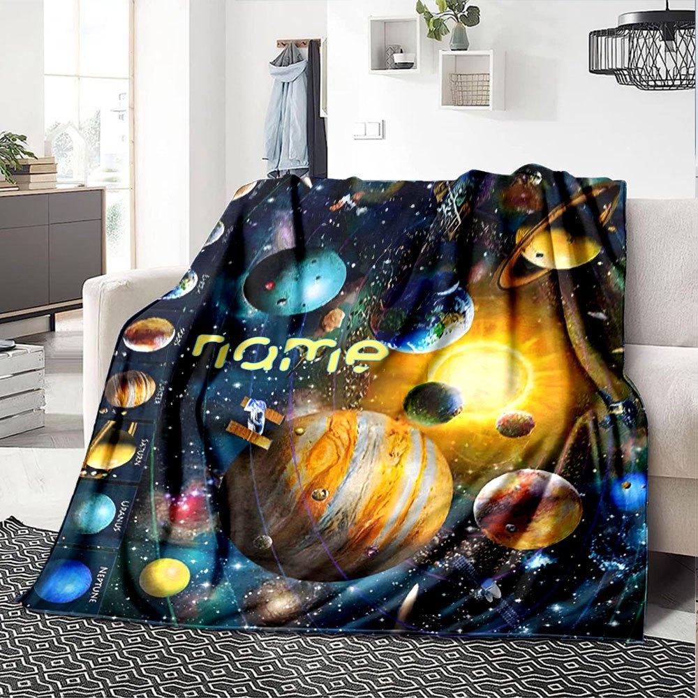 Space Galaxy Customize Your Name Blanket Suitable For Yearround Use Perfect For Picnics Sofa Lounging Office Warmth Bedding Living Room Comfort And An