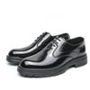 Plus Size Men's Glossy Leather Business Shoes - British Style, Trendy Thick-Soled Formal Wedding Footwear