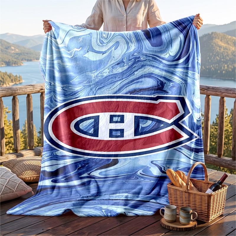 Warm Flannel Blanket Montreal Canadiens Pattern, Lightweight Comfortable Throw Blanket for Bed Sofa Use