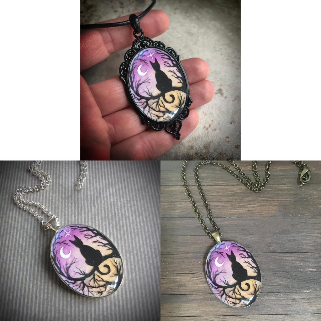 Handcrafted Geometric Cat Resin Jewelry With Leather Cord For Female Fashion