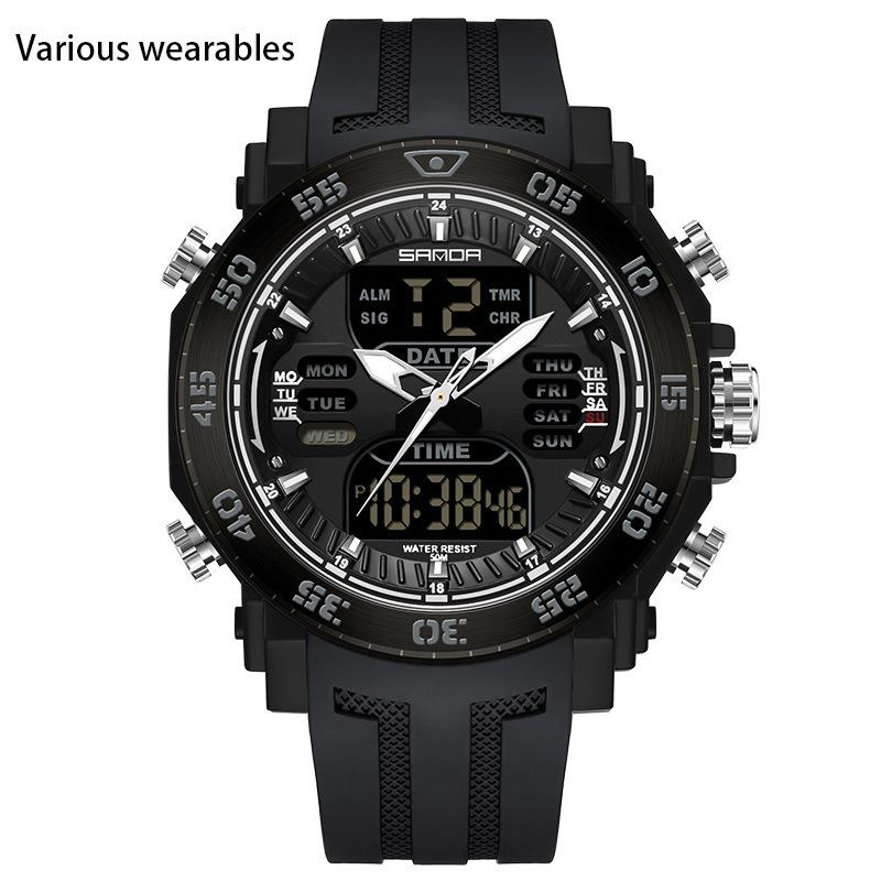 New Style Men's Watch Fashion Trend Youth Electronic Watch Multi-function Steel Ring Watch