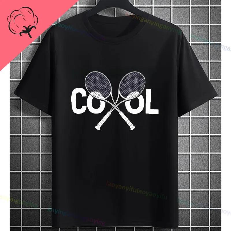 Unisexs Casual Crew Neck Tshirt With Geometric Badminton Players Print Fashion Shortsleev Cotton Tshirt Allseason Sportswear
