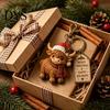 Vánoční držák na klíče pro rodinu Klíčenka s dárkovou krabičkou, Roztomilý Santa Claus Sněhulák Kráva z Highlands Slavnostní kroužek Dámský Sob Kouzlo na tašku, Svátek