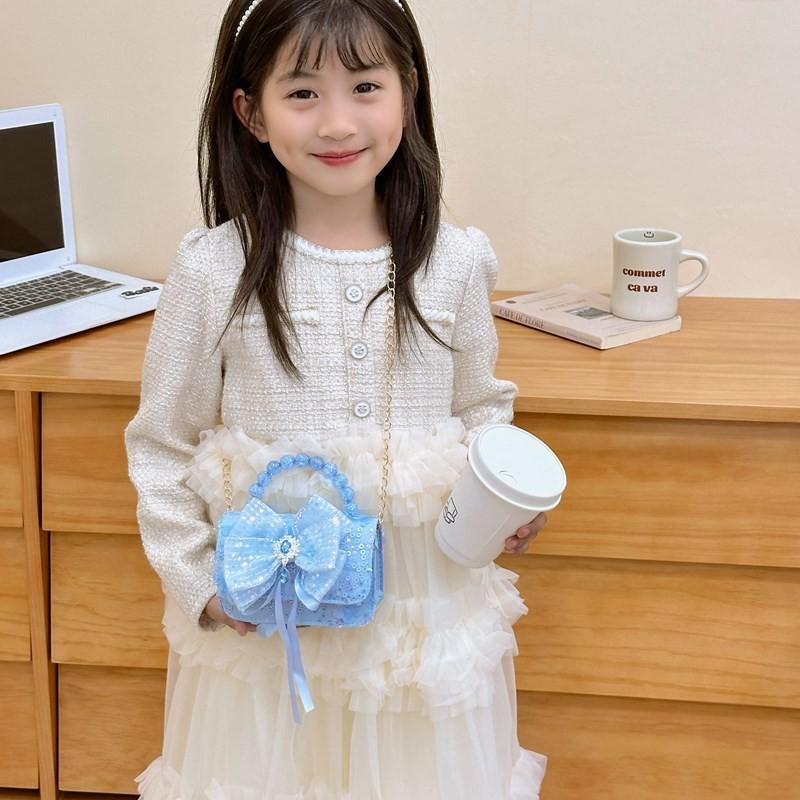 Bag Trendy Crossbody For Kids With Elegant Bow Design And Colorful Sequined Finish