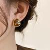 Vintage Coffee Color Square Resin Stud Earrings for Women Girls Fashion Metal Irregular Geometric Earrings Jewelry