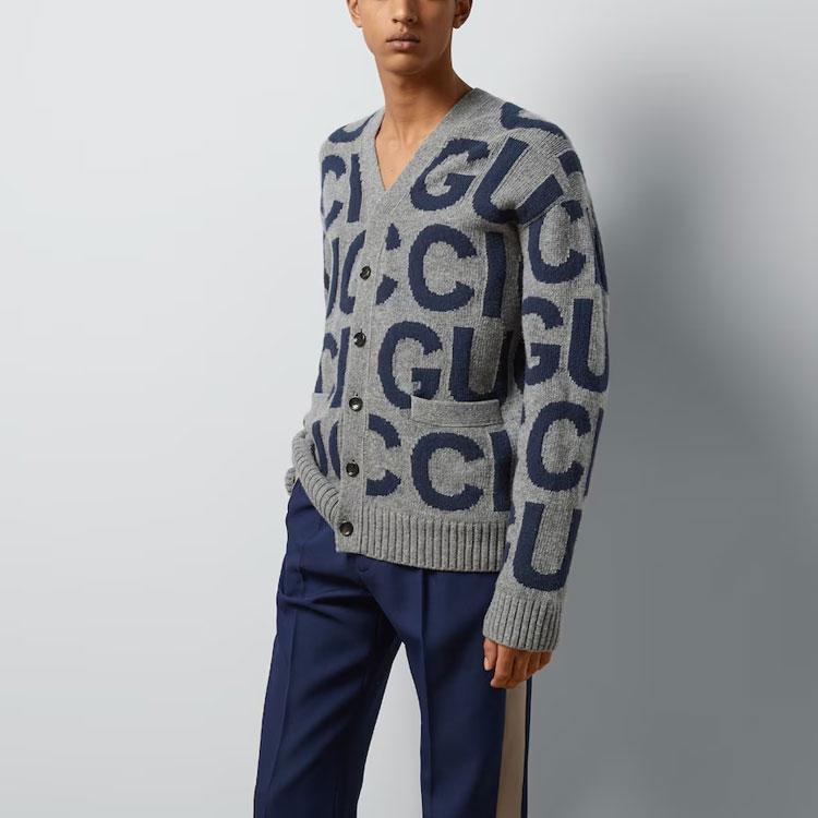 Gucci Logo Intarsia Button Up Cardigan 771707-XKDLV-1140