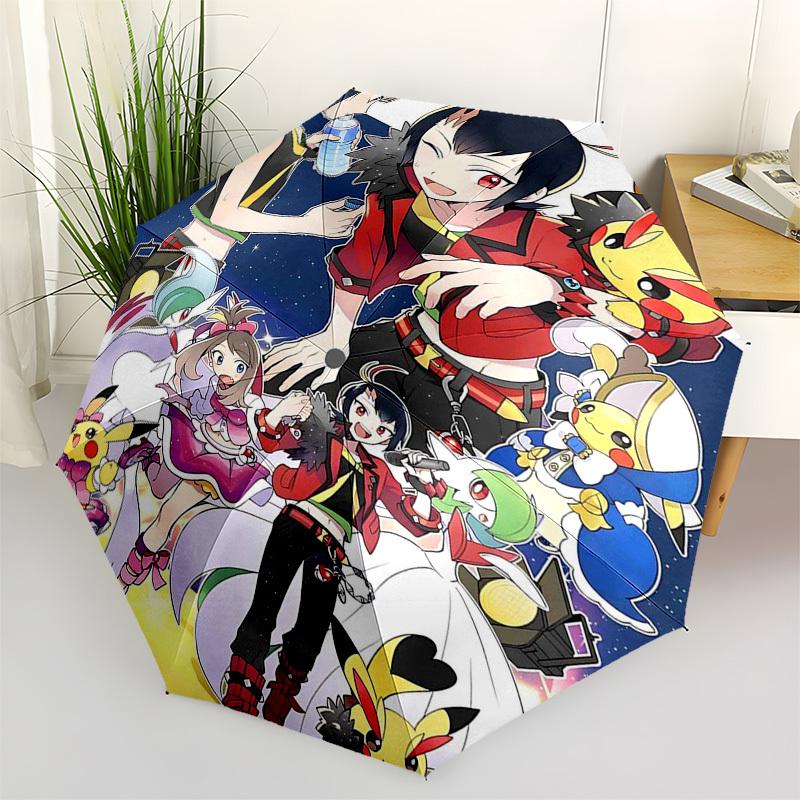 

1pc Pokemon Pikachu & Friends Outdoor Umbrella - Automatic Opening/Closing, Portable 3-Fold Design with 8-Bone Iron Frame - Perfect Gift for Fans, Tra