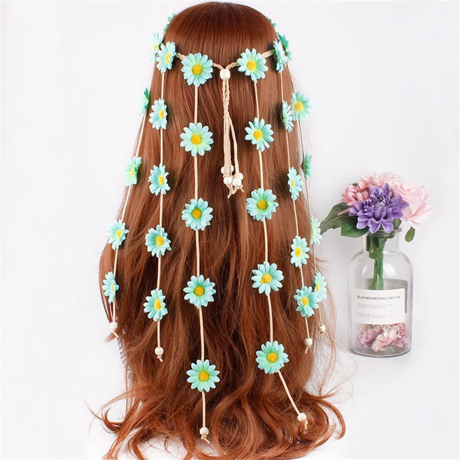 New Fashion Flower daisy Headband Floral Crown Summer Sunflower Hair Accessories For Women Bohemian adjustable headband gift
