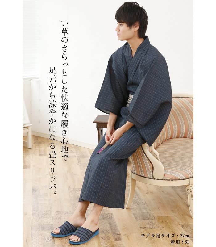 Takeharu Tatami Made In Size Indoor Tatami Igusa Checkered Pattern Men's Slippers, Japan, LL, Sandals, Mat, Grass, (600)