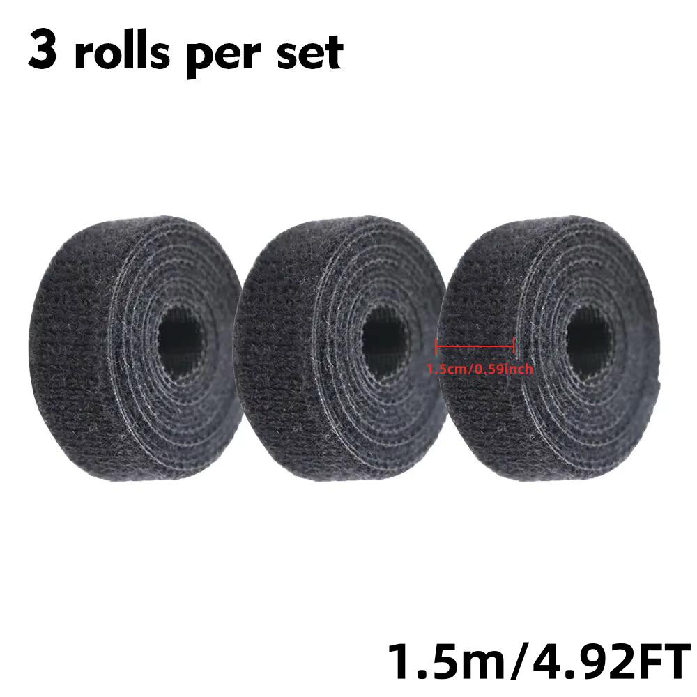 Nylon Hook Loop Cable Straps Reusable Fastening Tape Cable Ties Cord Organizer Double-Sided Hook and Loop Self-adhesive Tape
