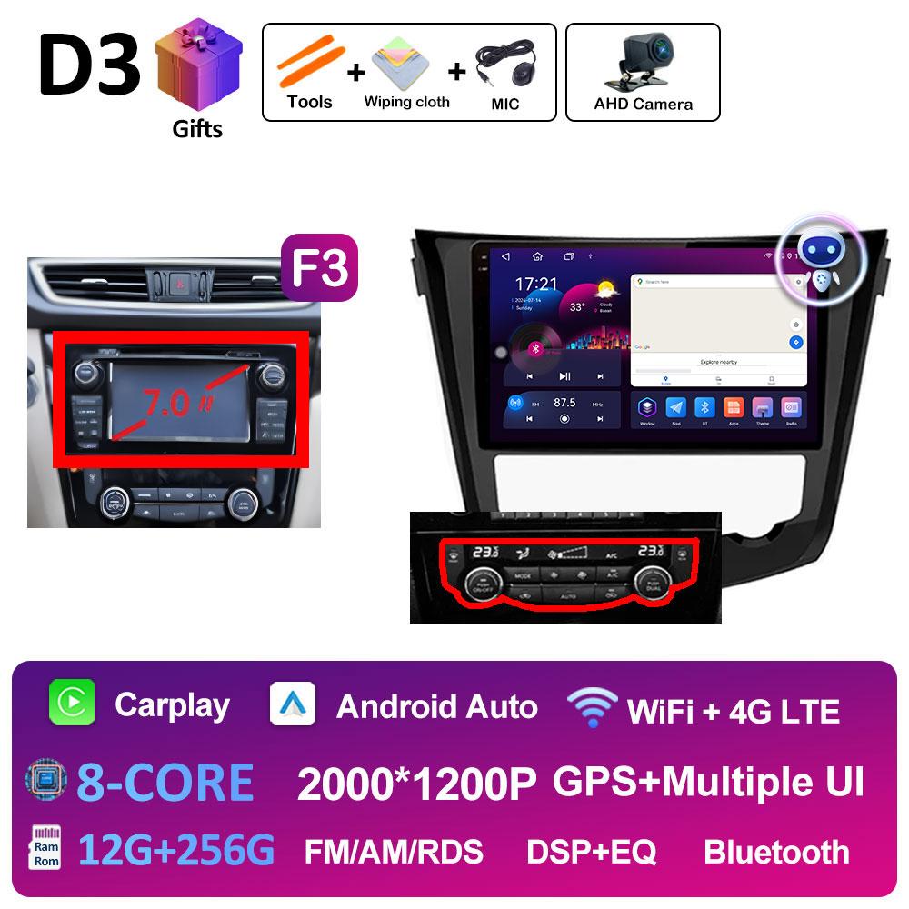For Nissan Qashqai J11 Nissan X trail T32 2014 2015 2016 2017 Car Multimedia Audio Player Smart System GPS Navi QLED IPS Screen
