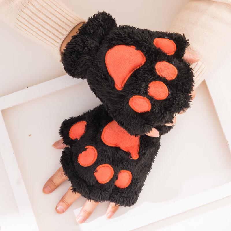 Милые плюшевые велосипедные перчатки без пальцев с кошачьими когтями