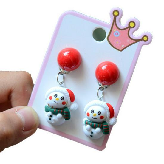 Colorful Acrylic Santa Claus Cartoon Earrings – Parent-Child Style Clips