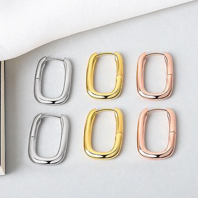 925 Sterling Silber Ovale Ohrringe Für Frauen Männer Geometrische Französisch Gold Schmuck Party Geschenke S-E1379