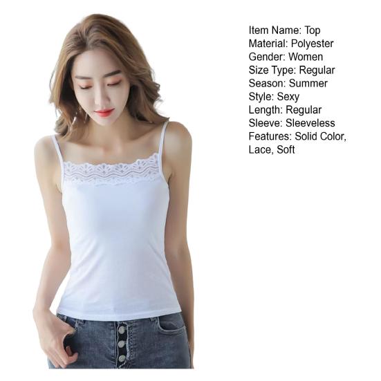 Dámské Top Špagety Pásek Krajka Jednobarevné Čtvercový výstřih Shodné kalhoty Bez rukávů Měkký svetr Letní Košilka Dámské Oblečení