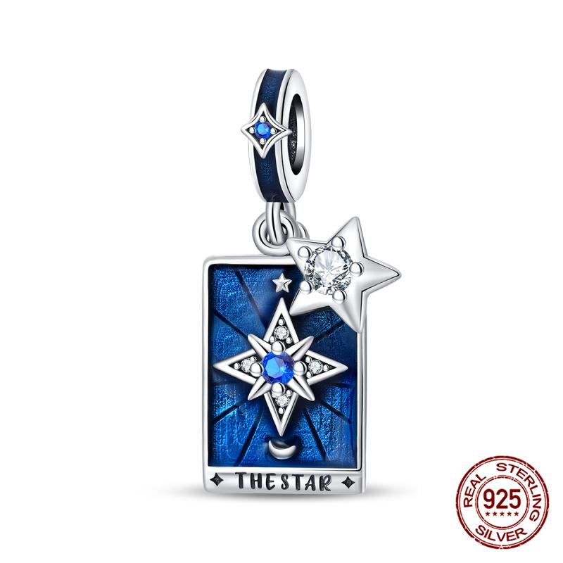 Genuine Copper Tarot Style Cards Sun Celestial Star Moon Charms Fit Authentic Bracelets Women'S Jewelry Making Birthday Gift