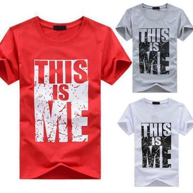 High Quality Men Tshirts Casual Letter Printed Cotton Short Sleeve Tee