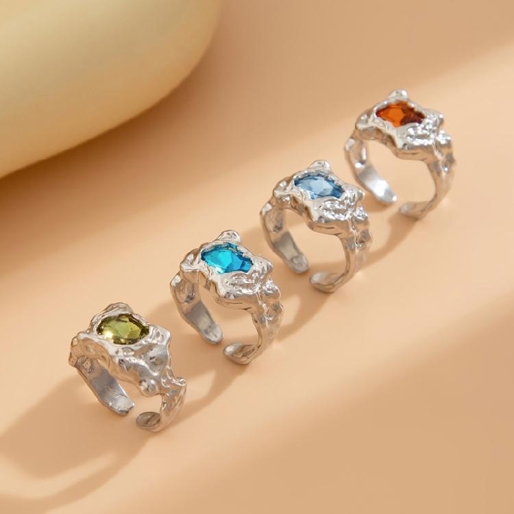 Stylish Geometric Designs Gemstones Rings Craft from Sturdy Metal Materials for a Touch of Elegant and Unique Styles