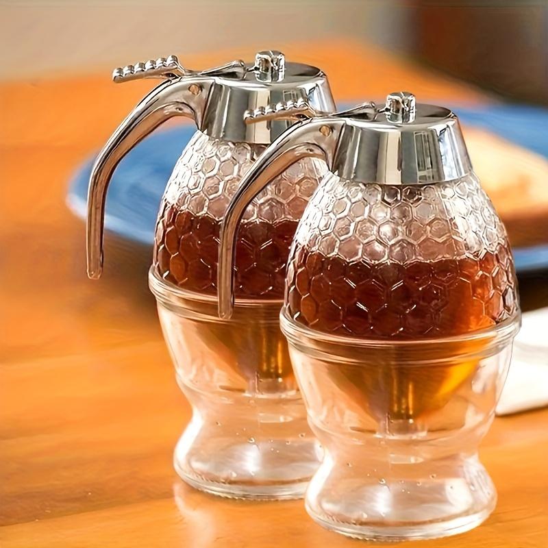 Honey Dispenser Syrup Dispenser Jar Leakproof Honey Syrup Pourer Kitchen Honey Container