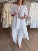 Women's Solid Color Casual Cotton Linen Long-Sleeved Summer Set
