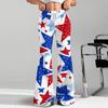 Women's Fashion Loose Drawstring Tight Waist Independence Day Printed Casual Sports Pants Casual Flared Pants