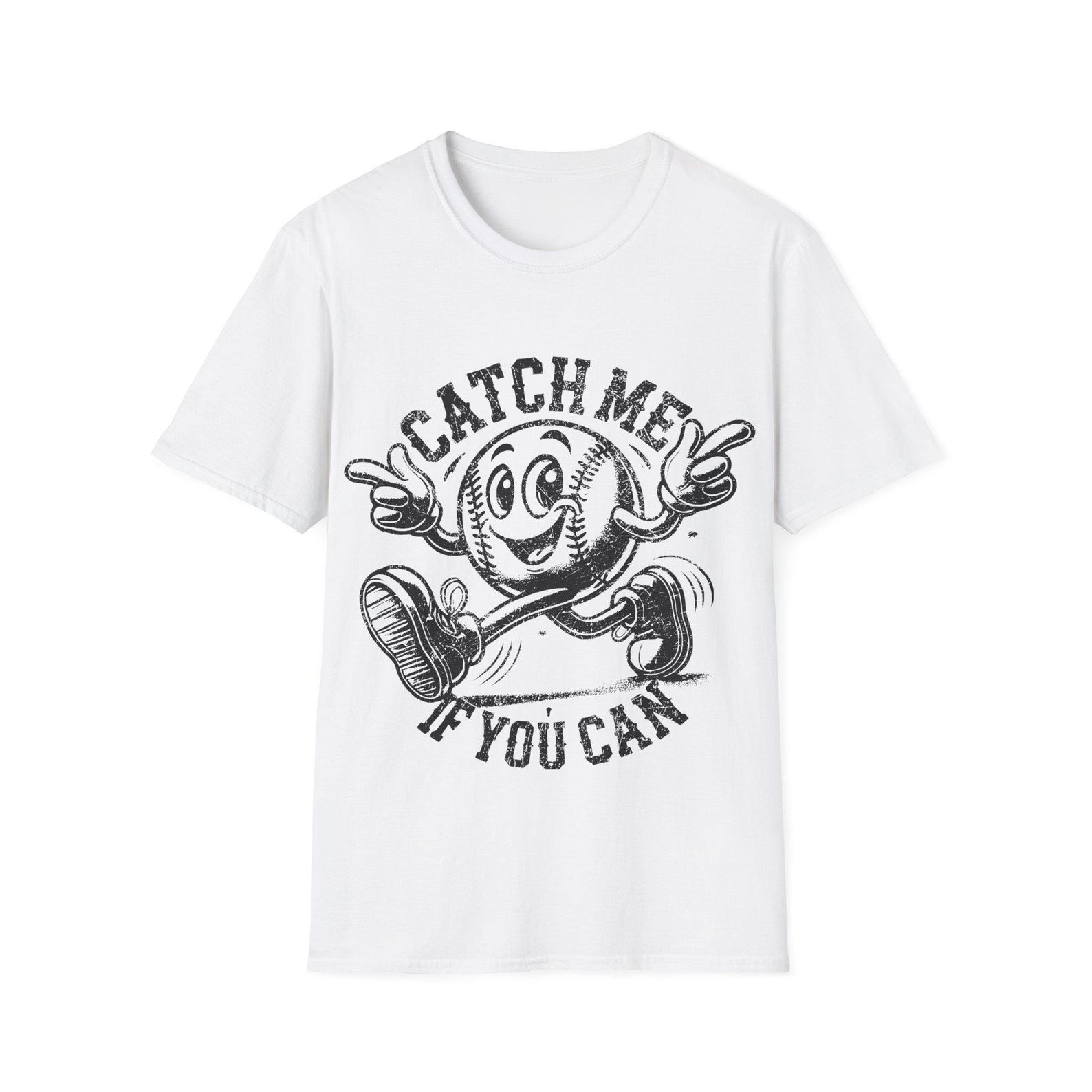 Catch Me If You Can baseball ball cartoon T-Shirt | Funny Baseball Tee 3XL