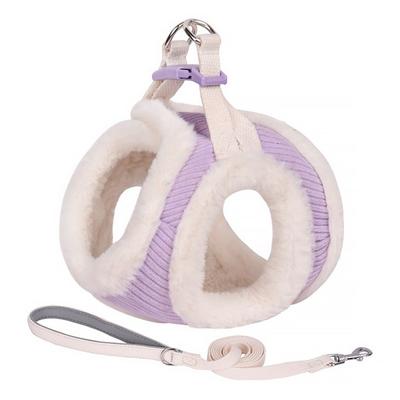 Pastel Pet Color Corduroy Fur-lined Harness Set, Purple