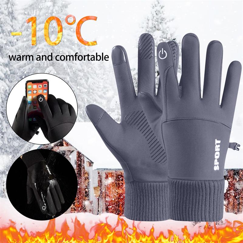 2023 Černá Zima Teplé Plné prsty Vodotěsné Cyklistika Venkovní sporty Běh Motocykl Lyže Dotyková obrazovka Fleece Rukavice zaručují studentské módní rukavice