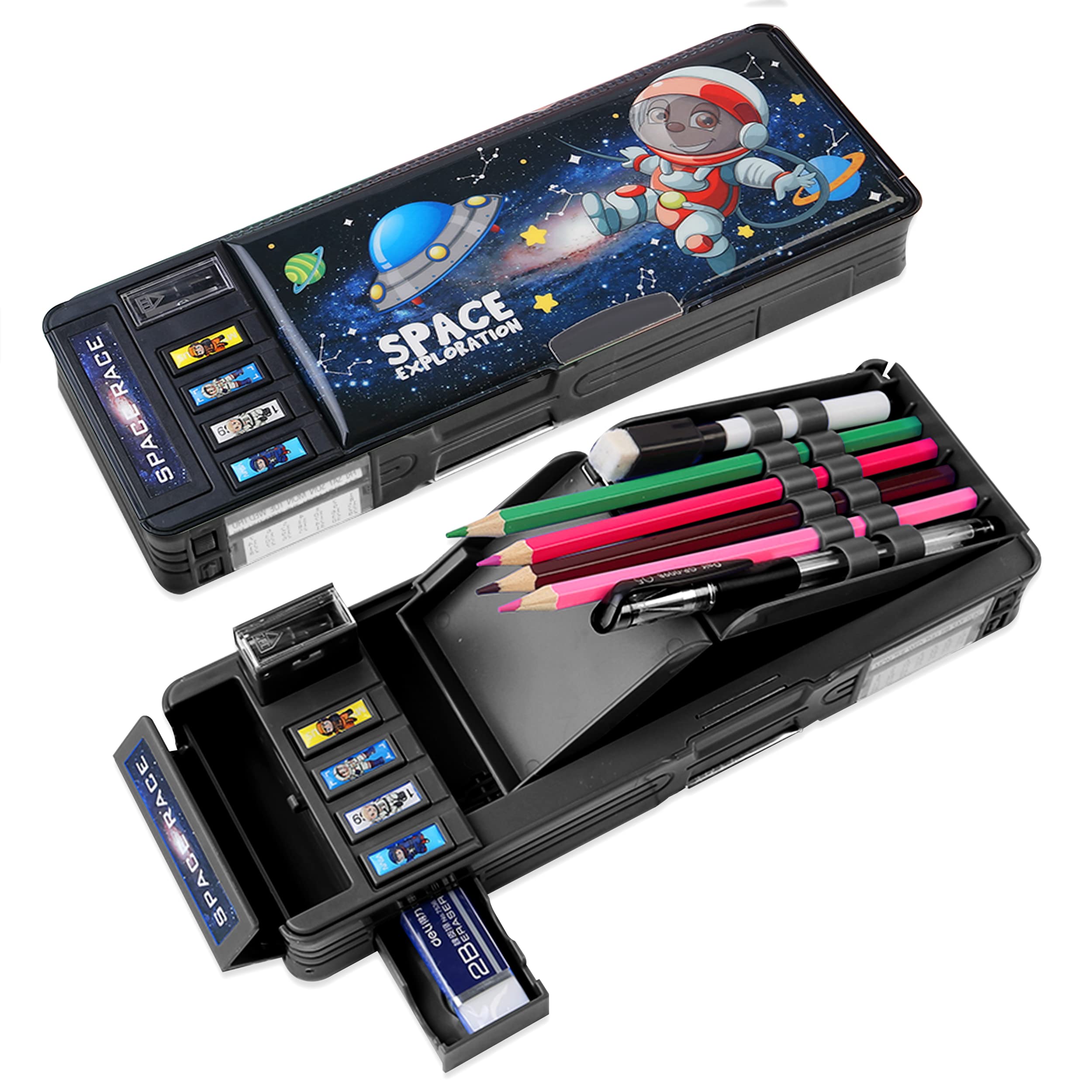 

Lilybeauty Pencil Pencil Case for Elementary School Girls and Includes Pencil Cute Stationery Case, Multi-functional Boys, Double-Sided Opening,