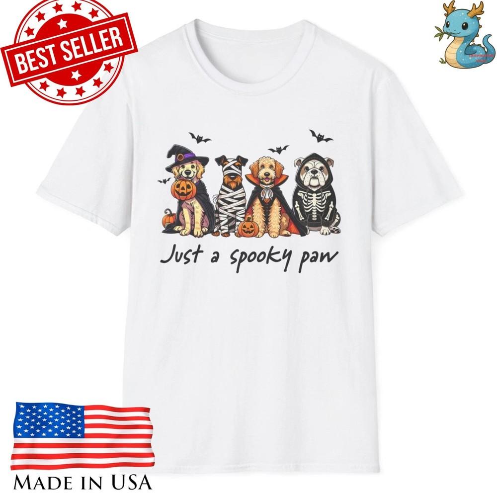 Cute Dogs in Costumes Halloween Shirt Pumpkin Ghost Graphic Tee Unisex T-Shirt XXXXL