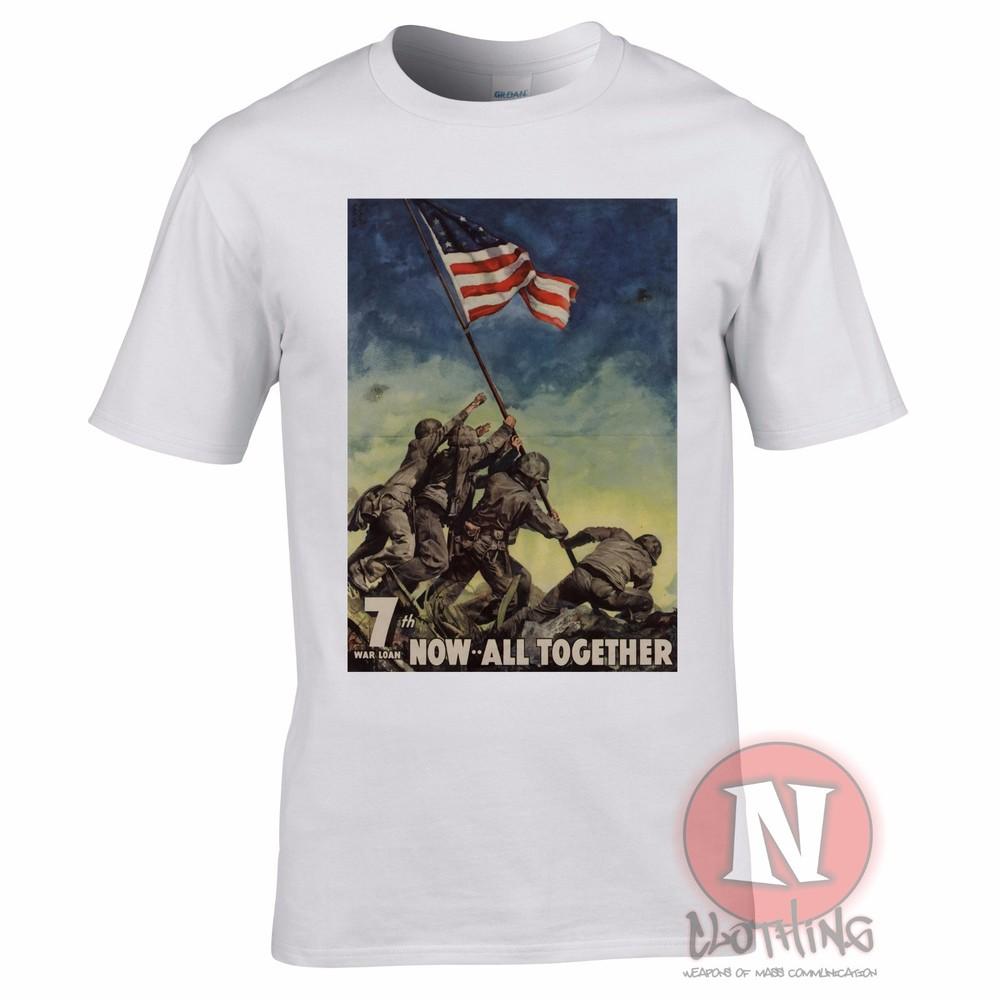 World War 2 US Propaganda Iwo Jima Flag T-shirt Military History WWII Pacific