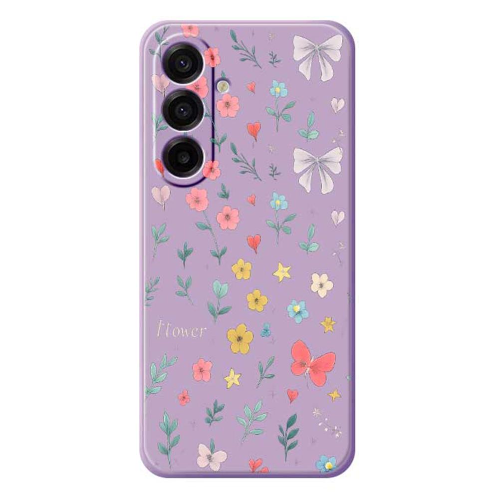 

For Samsung Galaxy A17 5G/A17 4G Case Floral Bow Pattern Printing Straight Edge TPU Phone Back Cover