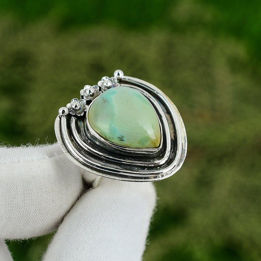 Natural Tibetan Turquoise 925 Silver Stackable Adjustable Ring For Girls Adjustable
