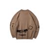 Li-Ning X Line Friends Co-Branded Loose-Fit Round Neck Pullover Sweater With Brown Bear Print Unisex Tops Deep-Brown AMBQ046-1