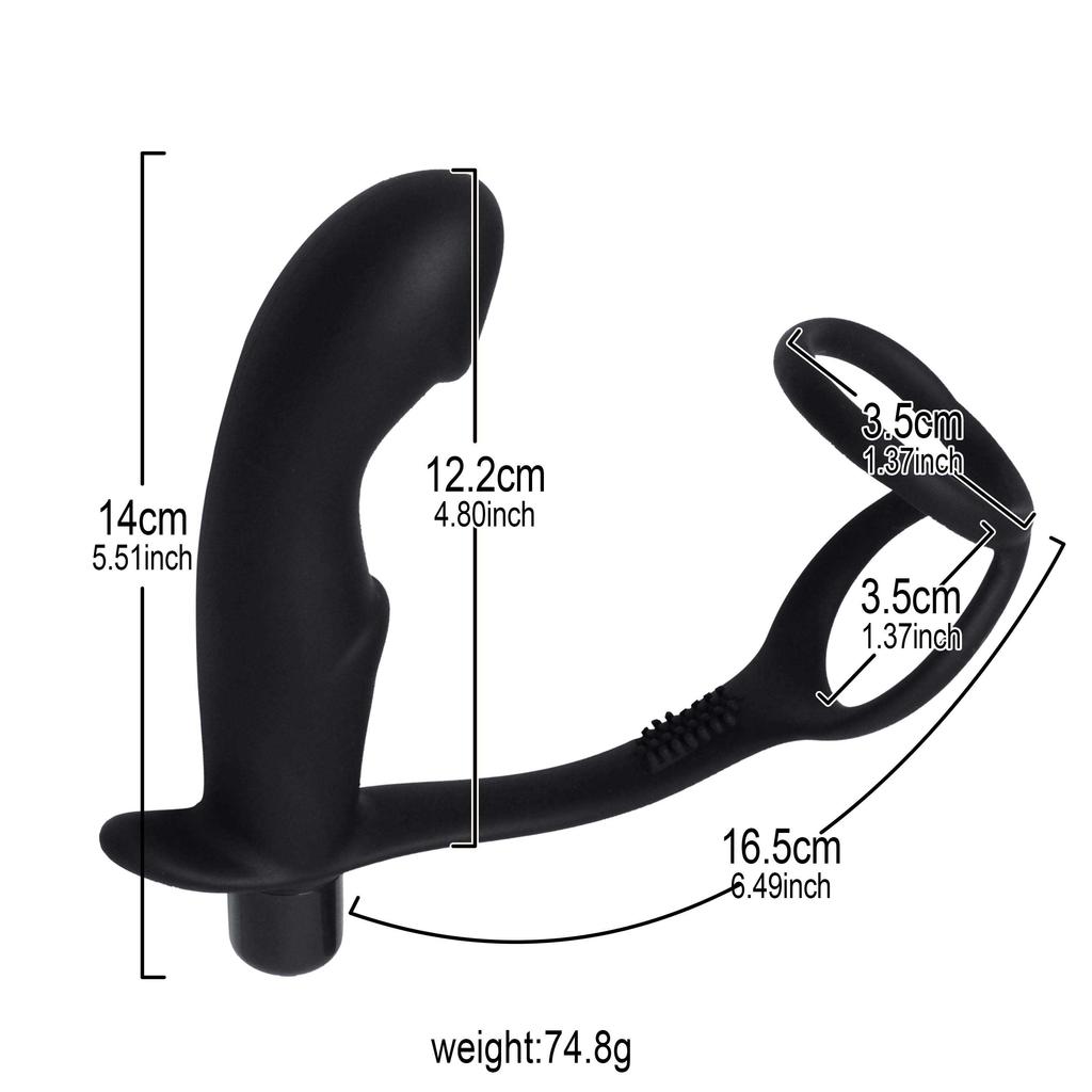 Prostate Massager Anal Vibrator Male with Cock Double Ring Butt Plugs for Men Delay Ejaculation 10 Vibrating Modes Sex Toys