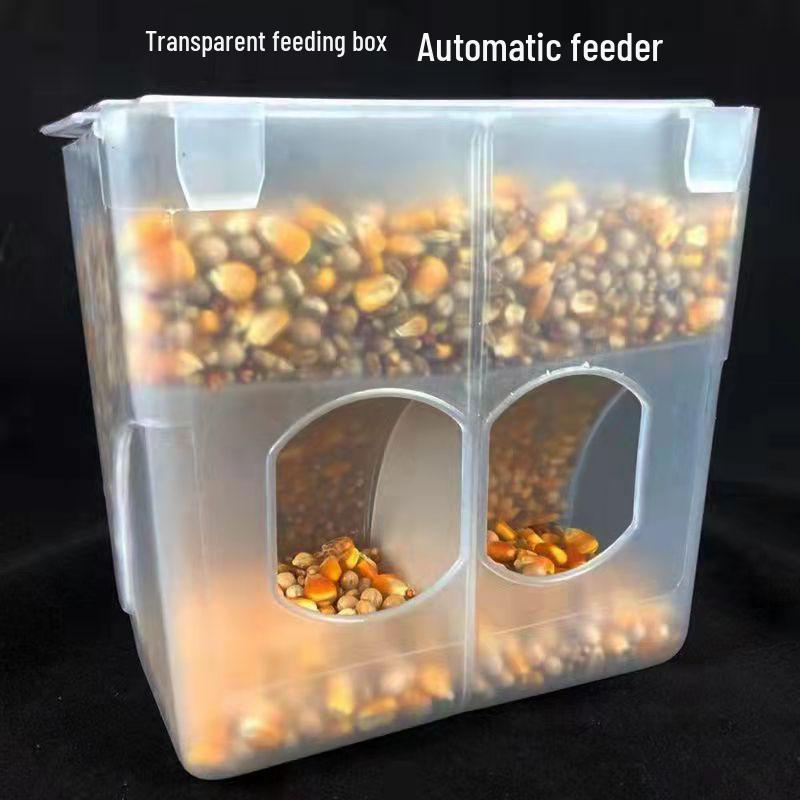 Pigeon Food and Water Dispenser with Lid - Anti-Spill Feeder Trough