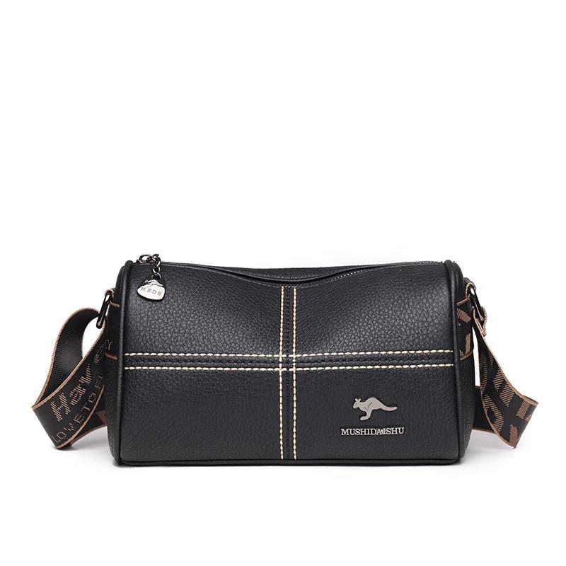 

Soft leather texture shoulder bag fashionable splicing mother bag solid color women s bag flow retro casual messenger bag чорний