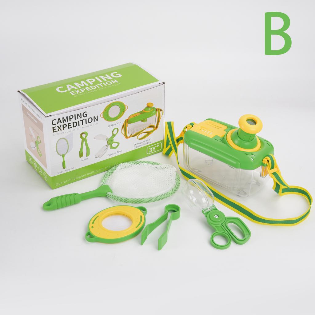 Color Box Packaging Outdoor Toy Adventure Insect Observation Box Rubber Watch Observation Clip  Magnifying Glass  Puzzle Early