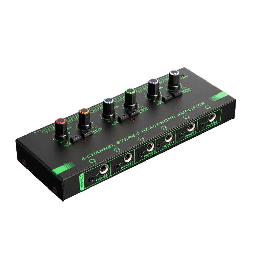 4/6 Channels Mini Audio Stereo Headphone Amp Volume Control Ultra Low-Noise Audio Mixer 6.35/3.5mm Input for Stage and Studios